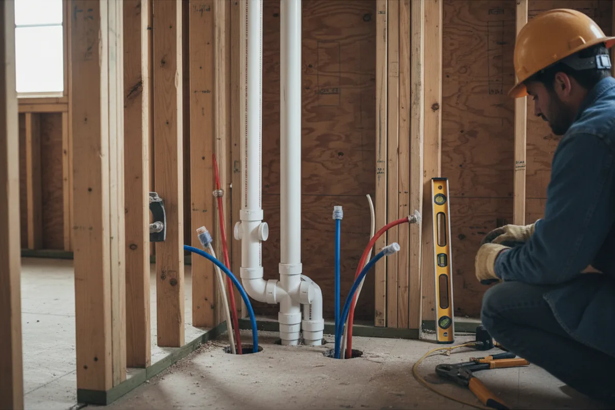 Drain and supply rough-in during Sump Pump Repair in Earlville